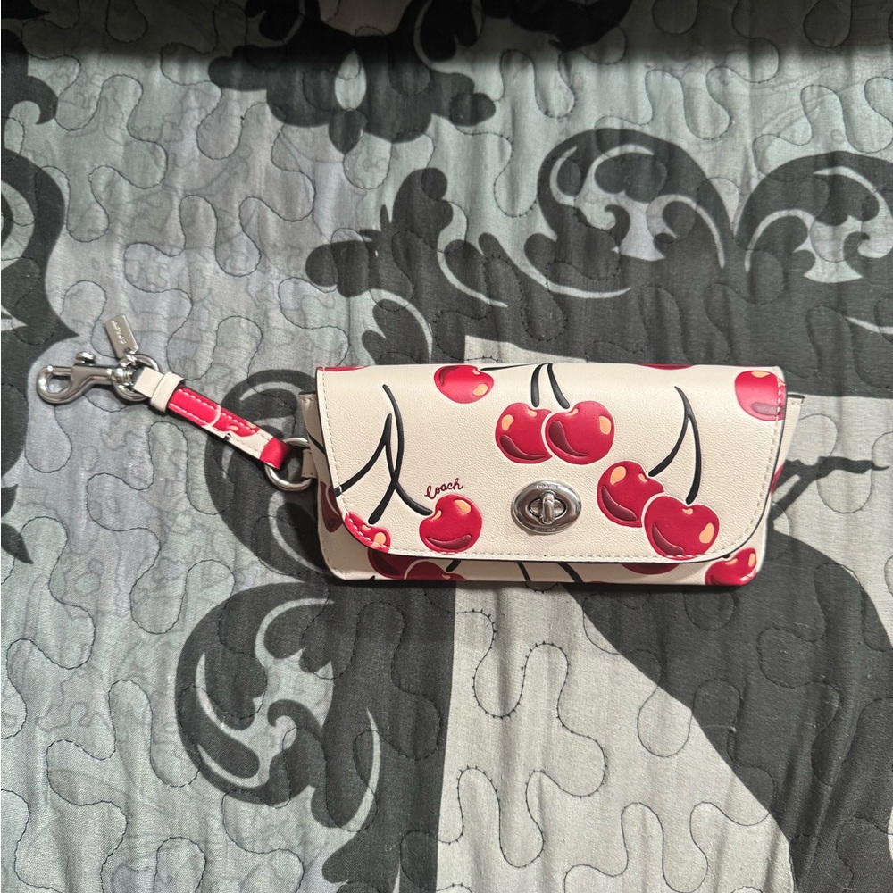 Coach cherry print sunglasses case